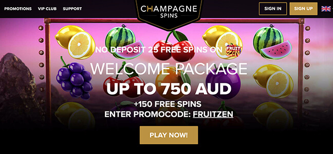 Champagne spins no deposit bonus